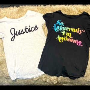 Two Justice tee shirts